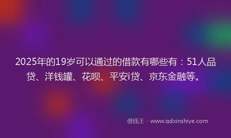 2025年的19岁可以通过的借款有哪些有：51人品贷、洋钱罐、花呗、平安i贷、京东金融等。