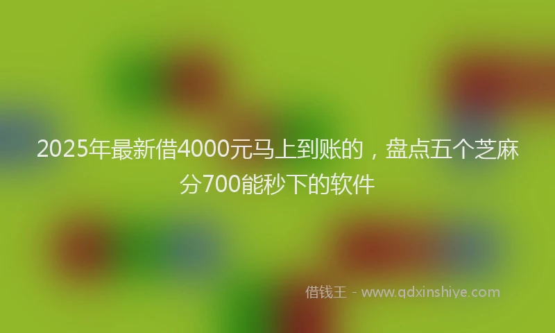 2025年最新借4000元马上到账的，盘点五个芝麻分700能秒下的软件