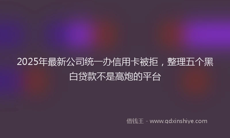 2025年最新公司统一办信用卡被拒，整理五个黑白贷款不是高炮的平台