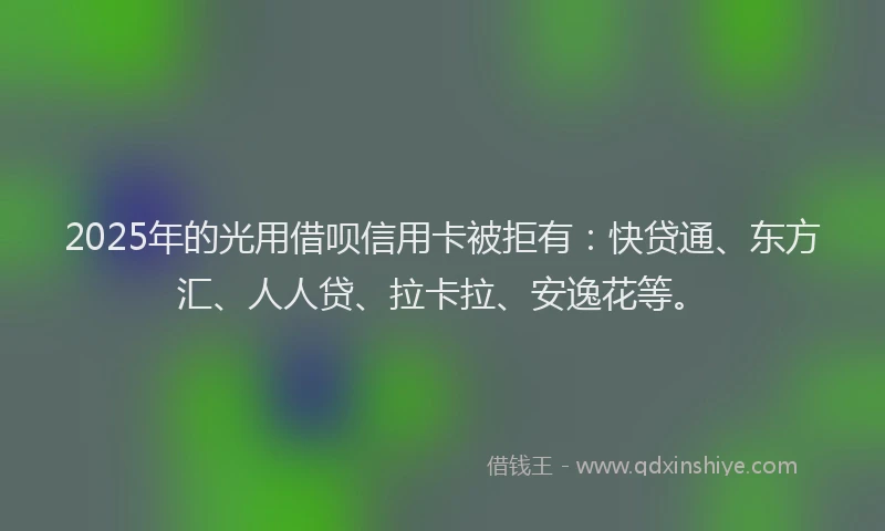 2025年的光用借呗信用卡被拒有：快贷通、东方汇、人人贷、拉卡拉、安逸花等。