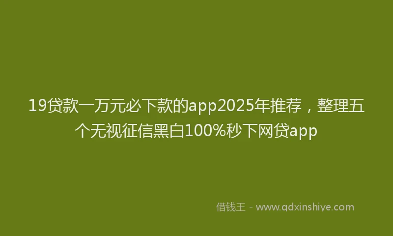19贷款一万元必下款的app2025年推荐，整理五个无视征信黑白100%秒下网贷app