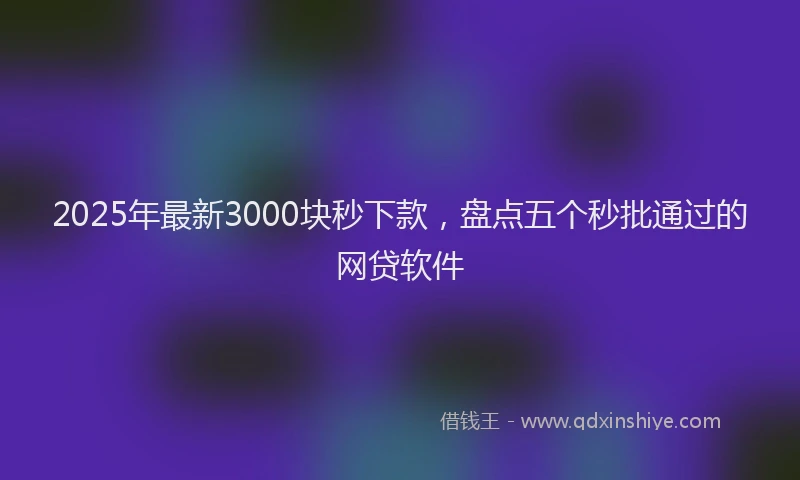 2025年最新3000块秒下款，盘点五个秒批通过的网贷软件