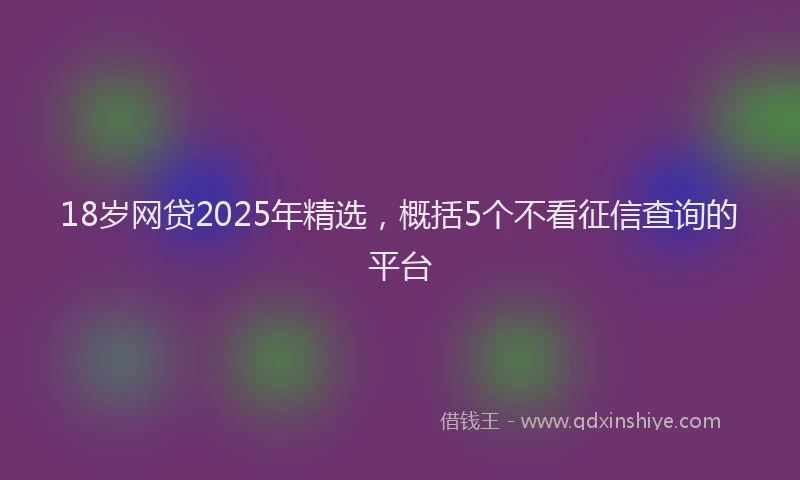 18岁网贷2025年精选，概括5个不看征信查询的平台