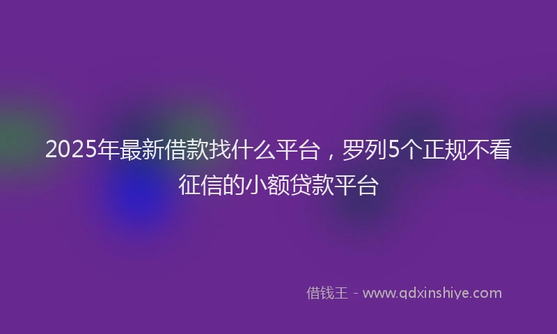 2025年最新借款找什么平台，罗列5个正规不看征信的小额贷款平台