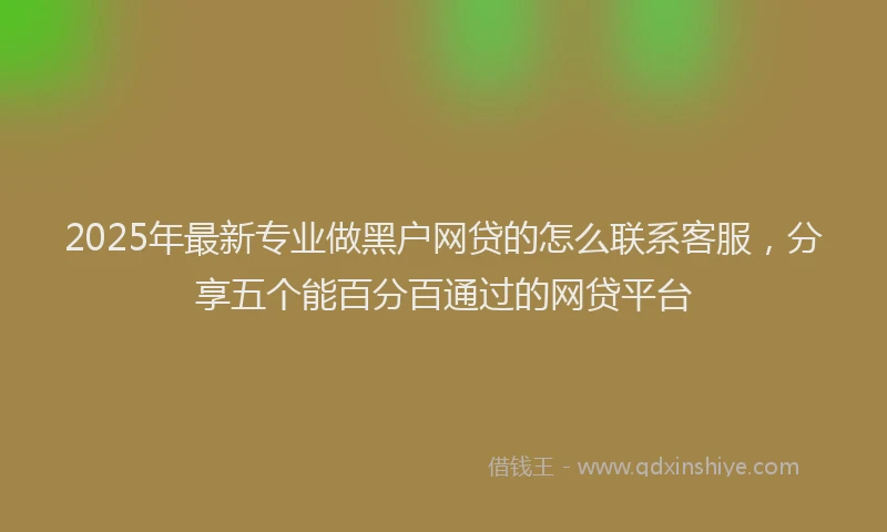 2025年最新专业做黑户网贷的怎么联系客服，分享五个能百分百通过的网贷平台
