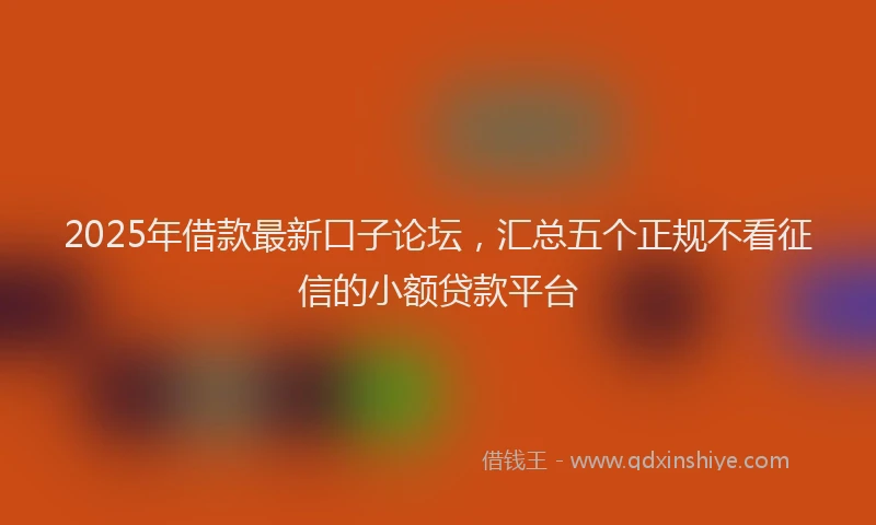 2025年借款最新口子论坛，汇总五个正规不看征信的小额贷款平台