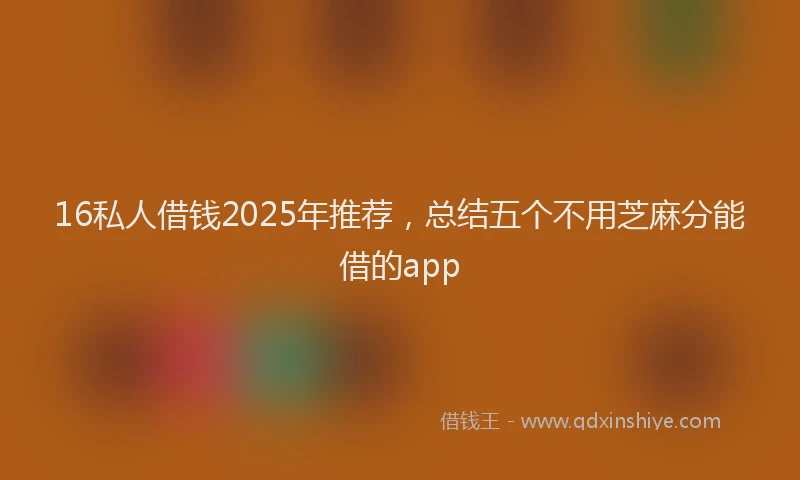 16私人借钱2025年推荐，总结五个不用芝麻分能借的app