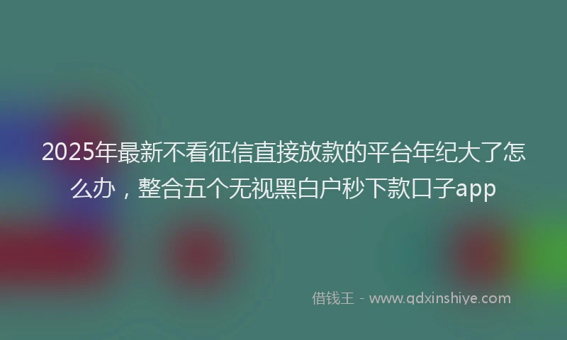 2025年最新不看征信直接放款的平台年纪大了怎么办，整合五个无视黑白户秒下款口子app