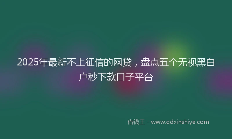 2025年最新不上征信的网贷，盘点五个无视黑白户秒下款口子平台