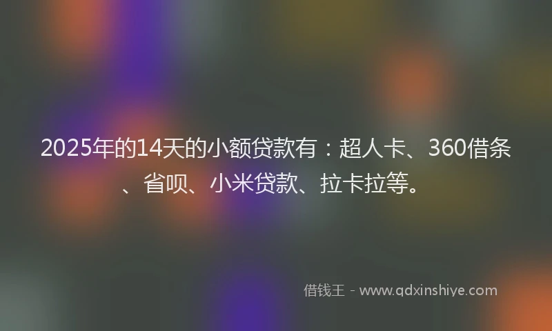 2025年的14天的小额贷款有：超人卡、360借条、省呗、小米贷款、拉卡拉等。