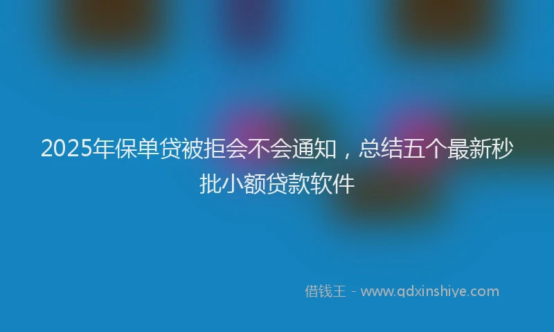 2025年保单贷被拒会不会通知，总结五个最新秒批小额贷款软件