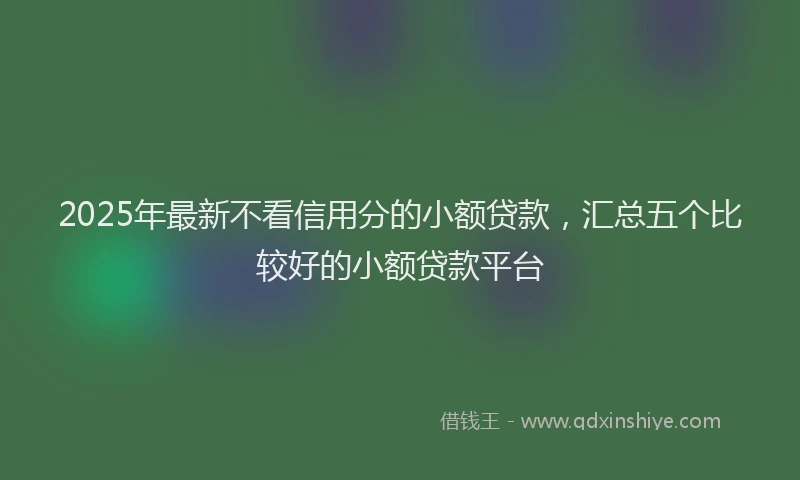 2025年最新不看信用分的小额贷款，汇总五个比较好的小额贷款平台