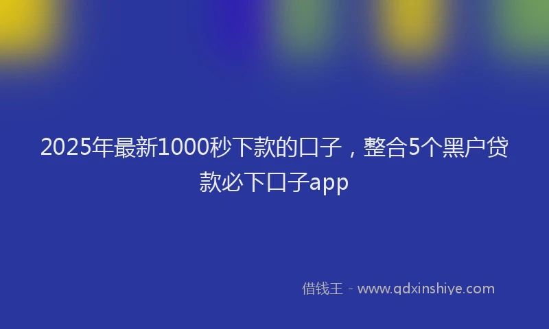 2025年最新1000秒下款的口子，整合5个黑户贷款必下口子app