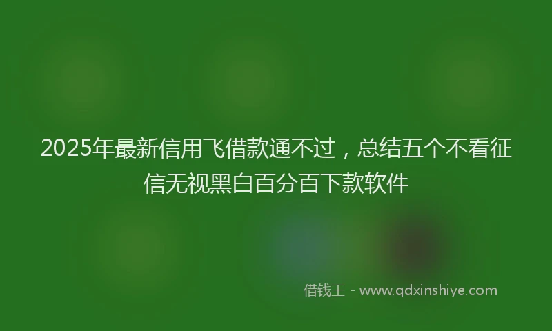 2025年最新信用飞借款通不过，总结五个不看征信无视黑白百分百下款软件
