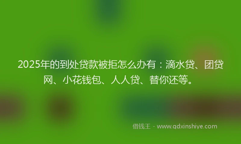 2025年的到处贷款被拒怎么办有：滴水贷、团贷网、小花钱包、人人贷、替你还等。