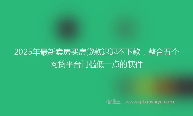2025年最新卖房买房贷款迟迟不下款，整合五个网贷平台门槛低一点的软件