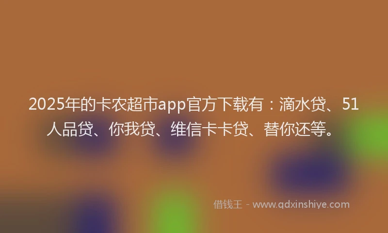 2025年的卡农超市app官方下载有：滴水贷、51人品贷、你我贷、维信卡卡贷、替你还等。