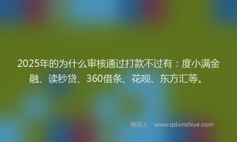 2025年的为什么审核通过打款不过有：度小满金融、读秒贷、360借条、花呗、东方汇等。