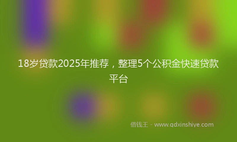 18岁贷款2025年推荐，整理5个公积金快速贷款平台