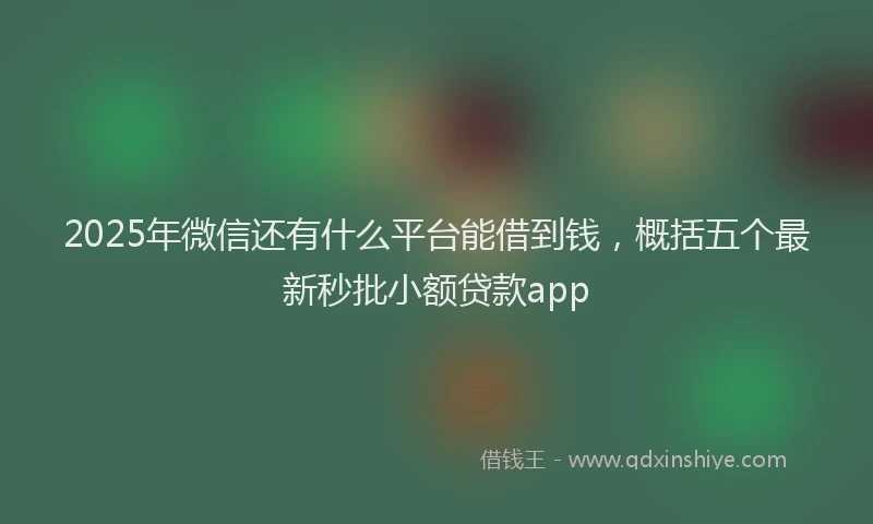 2025年微信还有什么平台能借到钱，概括五个最新秒批小额贷款app