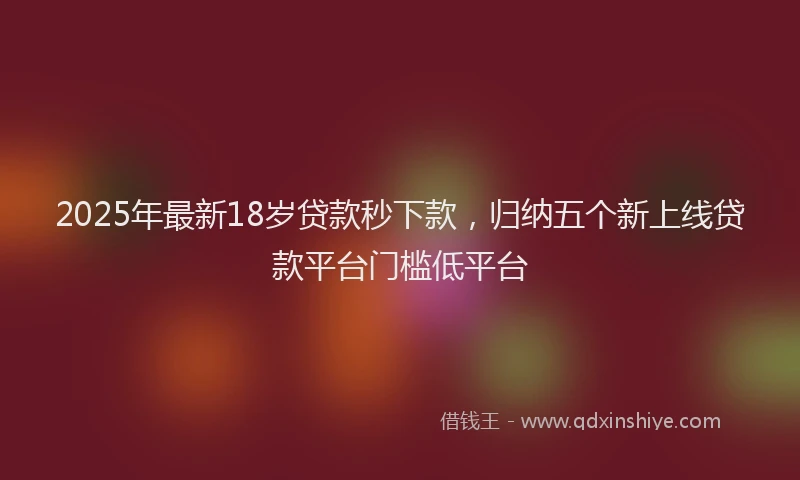 2025年最新18岁贷款秒下款，归纳五个新上线贷款平台门槛低平台
