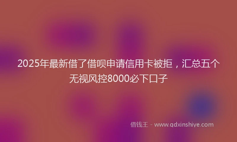 2025年最新借了借呗申请信用卡被拒，汇总五个无视风控8000必下口子