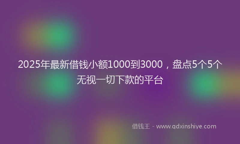2025年最新借钱小额1000到3000，盘点5个5个无视一切下款的平台