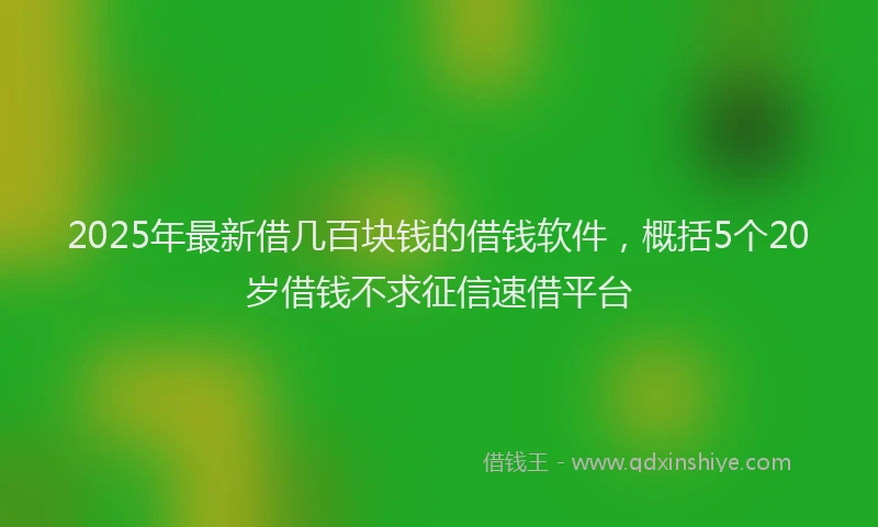 2025年最新借几百块钱的借钱软件，概括5个20岁借钱不求征信速借平台