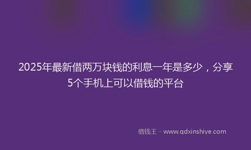 2025年最新借两万块钱的利息一年是多少，分享5个手机上可以借钱的平台