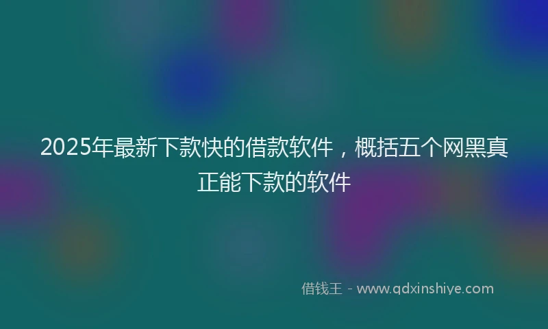 2025年最新下款快的借款软件，概括五个网黑真正能下款的软件