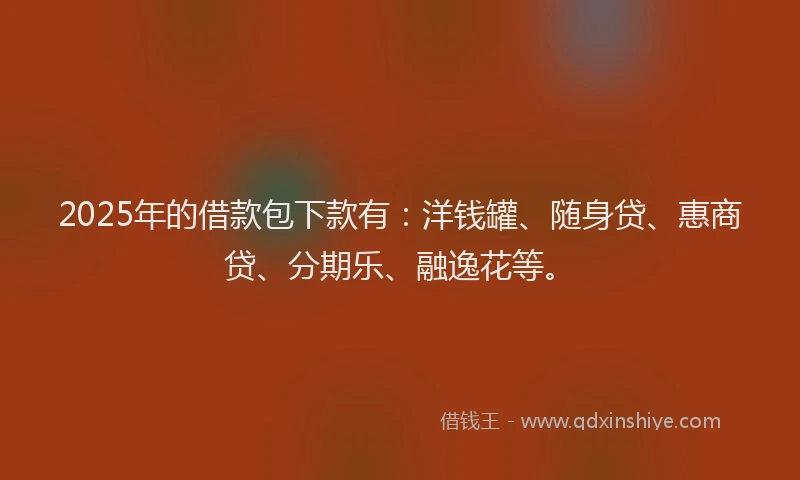 2025年的借款包下款有：洋钱罐、随身贷、惠商贷、分期乐、融逸花等。