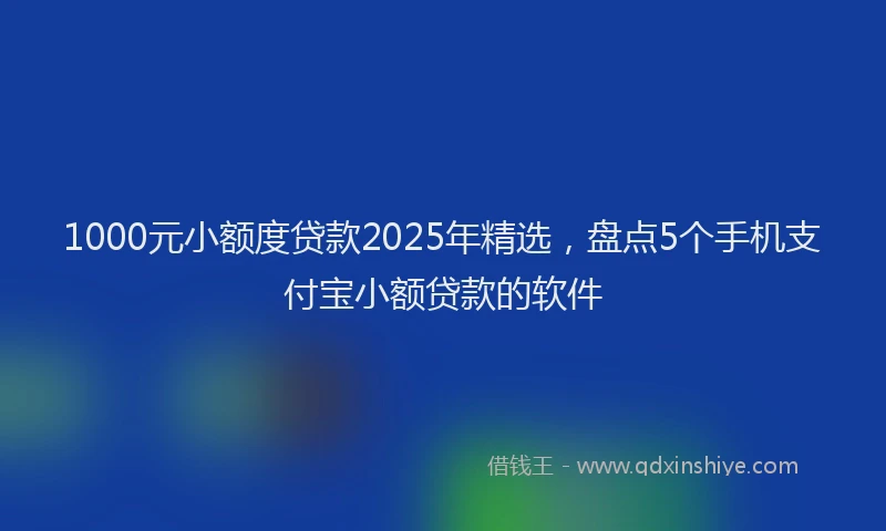 1000元小额度贷款2025年精选，盘点5个手机支付宝小额贷款的软件
