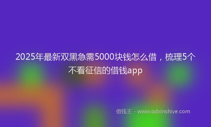 2025年最新双黑急需5000块钱怎么借，梳理5个不看征信的借钱app