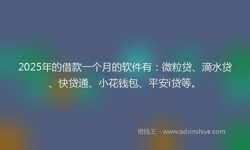 2025年的借款一个月的软件有：微粒贷、滴水贷、快贷通、小花钱包、平安i贷等。