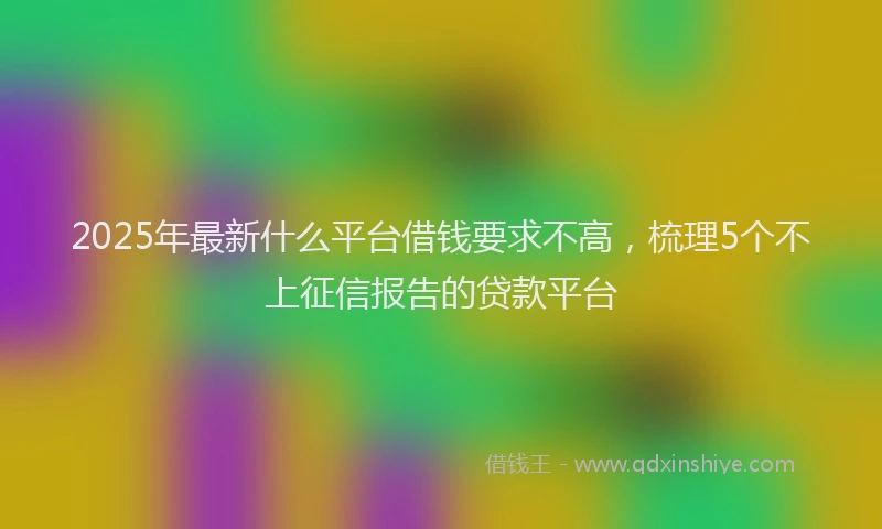 2025年最新什么平台借钱要求不高，梳理5个不上征信报告的贷款平台