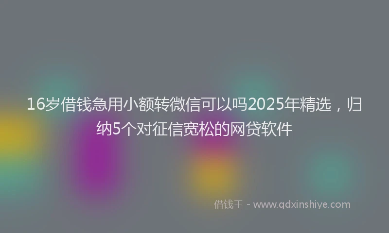 16岁借钱急用小额转微信可以吗2025年精选，归纳5个对征信宽松的网贷软件