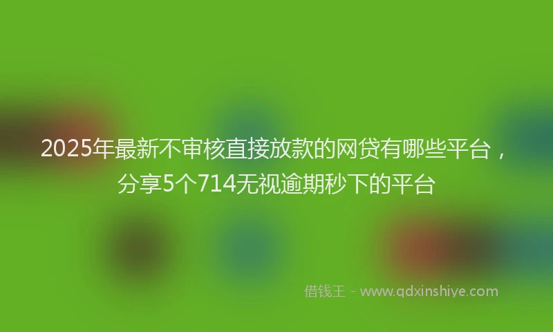 2025年最新不审核直接放款的网贷有哪些平台，分享5个714无视逾期秒下的平台
