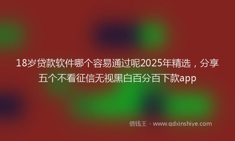 18岁贷款软件哪个容易通过呢2025年精选，分享五个不看征信无视黑白百分百下款app