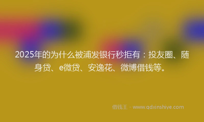 2025年的为什么被浦发银行秒拒有：投友圈、随身贷、e微贷、安逸花、微博借钱等。