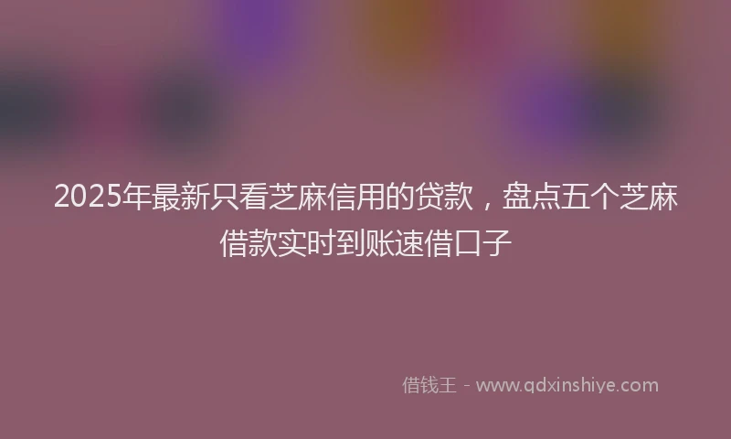 2025年最新只看芝麻信用的贷款，盘点五个芝麻借款实时到账速借口子
