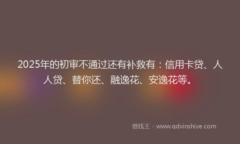 2025年的初审不通过还有补救有：信用卡贷、人人贷、替你还、融逸花、安逸花等。