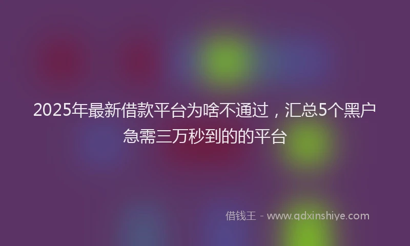 2025年最新借款平台为啥不通过，汇总5个黑户急需三万秒到的的平台