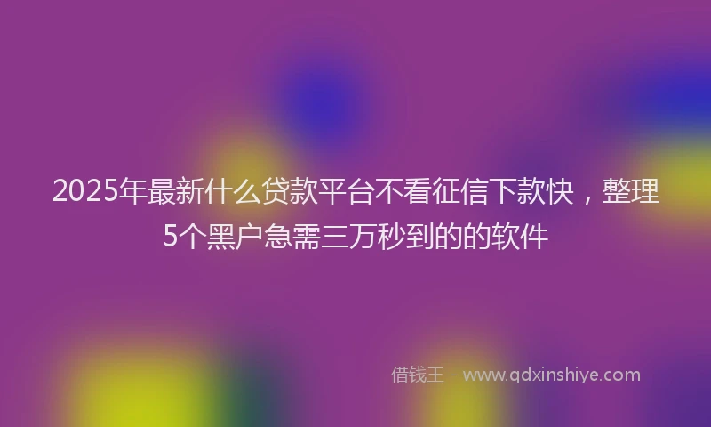 2025年最新什么贷款平台不看征信下款快，整理5个黑户急需三万秒到的的软件