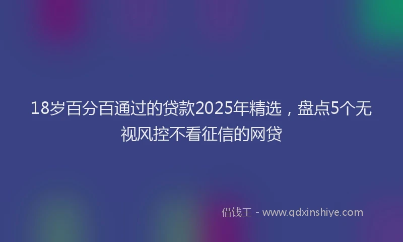 18岁百分百通过的贷款2025年精选，盘点5个无视风控不看征信的网贷