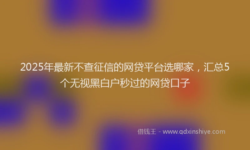 2025年最新不查征信的网贷平台选哪家，汇总5个无视黑白户秒过的网贷口子