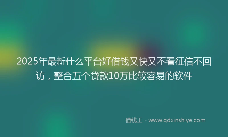 2025年最新什么平台好借钱又快又不看征信不回访，整合五个贷款10万比较容易的软件