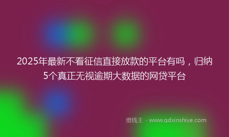 2025年最新不看征信直接放款的平台有吗，归纳5个真正无视逾期大数据的网贷平台