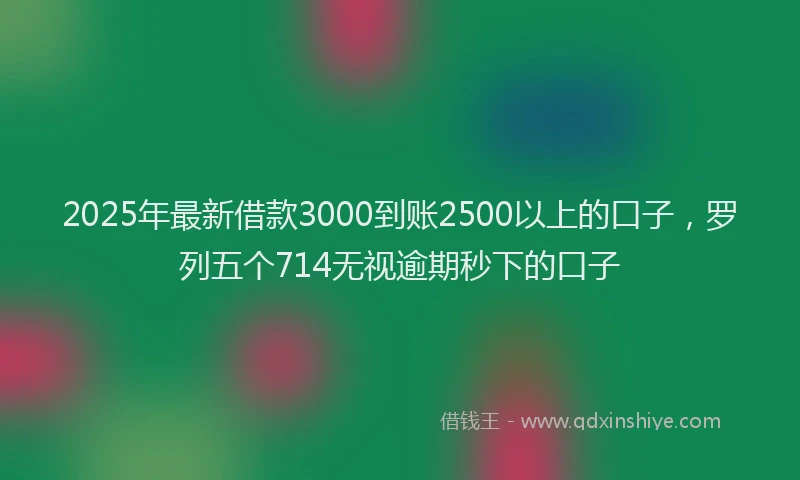 2025年最新借款3000到账2500以上的口子，罗列五个714无视逾期秒下的口子