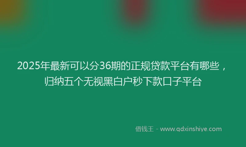 2025年最新可以分36期的正规贷款平台有哪些，归纳五个无视黑白户秒下款口子平台