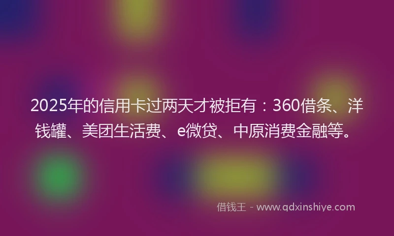 2025年的信用卡过两天才被拒有：360借条、洋钱罐、美团生活费、e微贷、中原消费金融等。